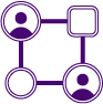 Icono de red de personas simbolizando Compañeros y equipo en diagnóstico de clima laboral.